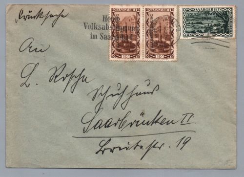 Dt. Reich Brief - Volksabstimmung im Saargebiet + SST Saarbrücken 13.1.1935