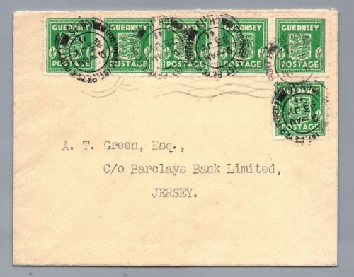Brief Guernsey Mehrfachfrankatur 1941 nach Jersey