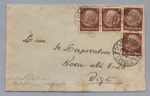 Dt. Reich Brief Ostland Jaunpagasts Latvija nach Riga 1942