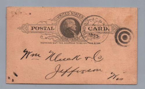 USA Postkarte fancy goods - Fond Du Lac nach Jefferson 1890