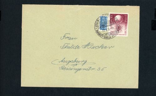 Bund Einzelfrankatur Michel Nummer 214 Sonderstempel Bad Kissingen