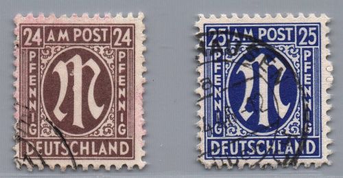 Alliierte Besetzung Bizone Michel-Nr. 27 + 28 gestempelt
