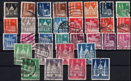 Alliierte Besetzung Bizone Michel-Nr. 73 Wg - 100 Wg I + II gestempelt