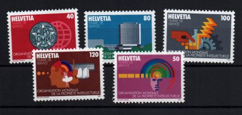 Schweiz Ausg. f. Int. Organisationen, OMPI / WIPO Michel Nummer 1- 5 postfrisch