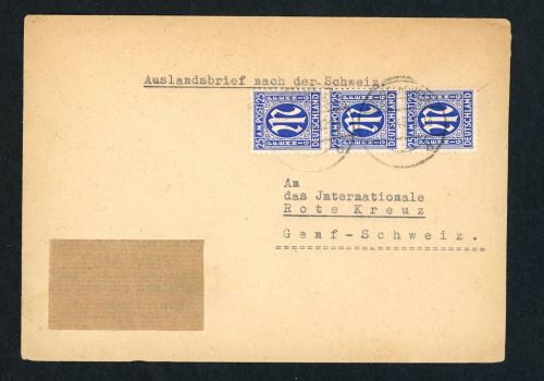 Alliierte Besetzung Mehrfachfrankatur AMPost Hannover nach Genf