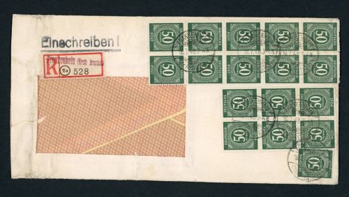 All. Besetzung MeFr Mi.Nr. 932 Einschreiben Frankenhain - Stuttgart 16.07.1948