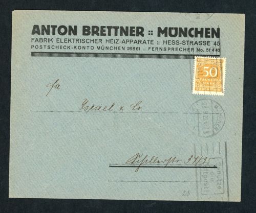 Dt. Reich Infla Einzelfrankatur München