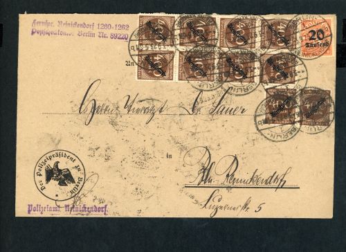 DR Brief Infla Dienst Mischfrankatur Michel Nr. 90 + 80 Berlin 03.09.23