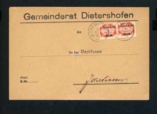 DR Brief Infla Dienst Mehrfachfrankatur Michel Nr. 48 Dietershofen 331.03.1922