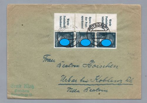 Brief Dt. Reich MiNr W156 + W 152 - Potsdam nach Koblenz 1942