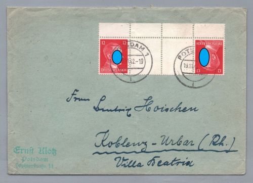 Brief Dt. Reich MiNr KZ 41- Potsdam nach Koblenz 1942