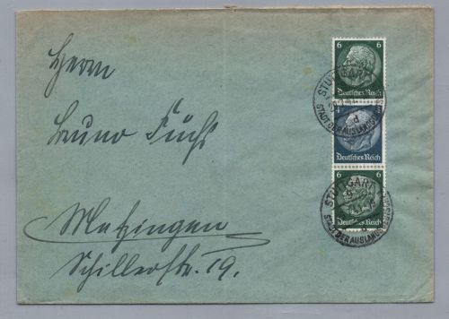 Brief Dt. Reich MiNr S 218 - Stuttgart nach Metzingen 1941