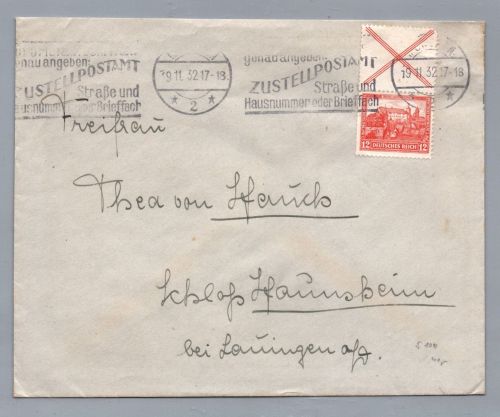 Brief Dt. Reich MH Zusammendruck MiNr S100 - München nach Lauingen 1932