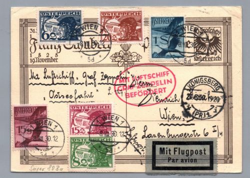 Luftpost Graf Zeppelin Beleg Ostpreussenfahrt 1930 - Wien Königsberg