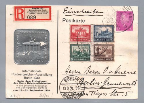 Dt. Reich Beleg Michel Nummer 446 - 449 Einschreiben Berlin IPOSTA 1930