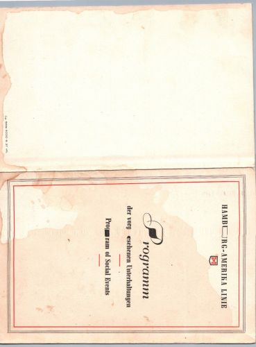 Dt. Reich Schiffs Programm Heft Hamburg-Amerika Linie