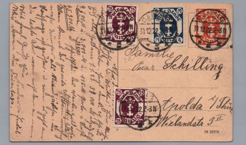 Ansichtskarte Danzig Frauengasse + ZuFr nach Apolda 1922