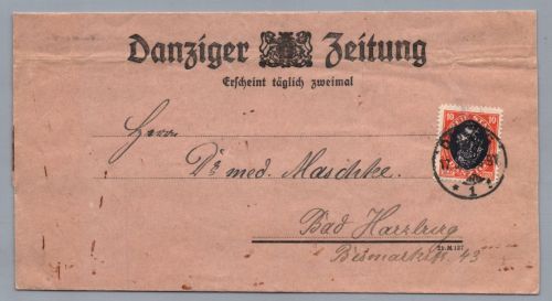 Danziger Zeitung Streifband nach Bad Harzburg 1921