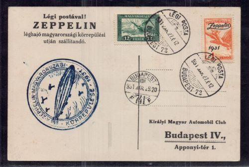 Zeppelin Beleg Mischfrankatur - Ungarn Budapest 1927