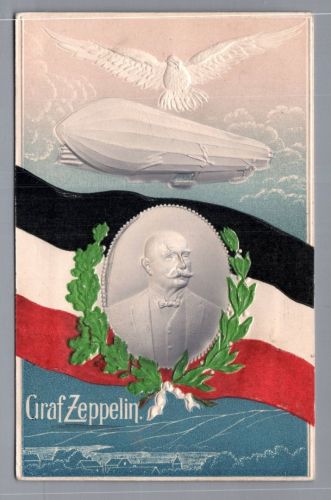 Patriotische Ansichtskarte Zeppelin Uster Schweiz nach St Gallen 1908