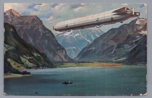 Ansichtskarte Luftschiff Zeppelin in den Alpen - Belgien nach Luxemburg 1911