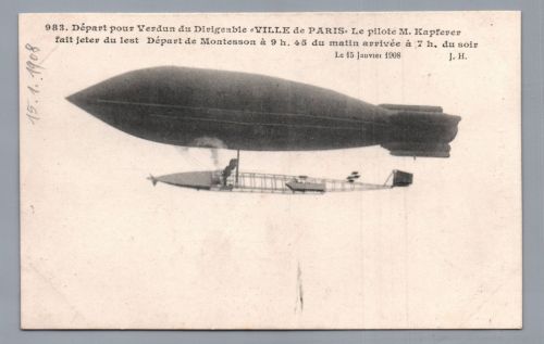 Ansichtskarte Luftschiff Ville de Paris - Überführung nach Verdun 1908