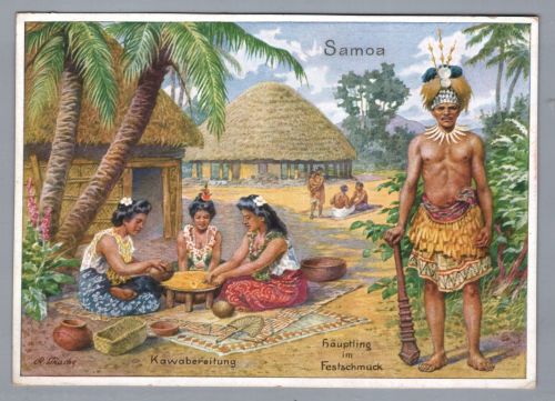 Ansichtskarte Dt. Kolonien Samoa - Häuptling im Festschmuck - ungebraucht 1930er