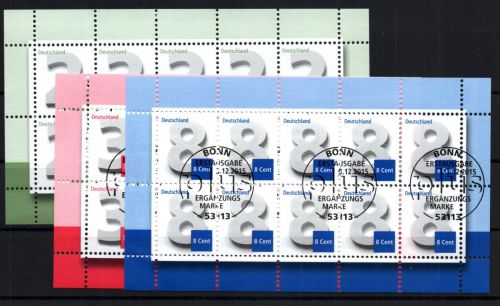 Bund Michel Nummer 2964 , 3042 + 3188 Kleinbogen gestempelt Sonderstempel