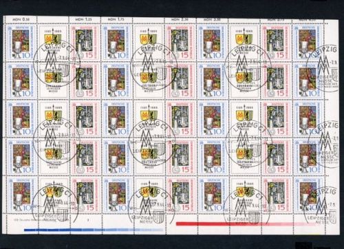 DDR Michel Nummer 1052 + 1053 gestempelt ZD-Bogen