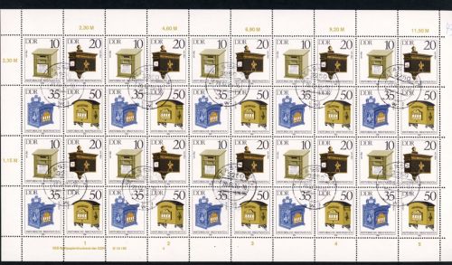 DDR Michel Nummer 2924 - 2927 gestempelt ZD-Bogen