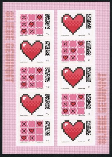Dt.Post Limitierte Sonderedition Liebe Gewinnt TIC TAC TOE red 10er Bog. 0,95