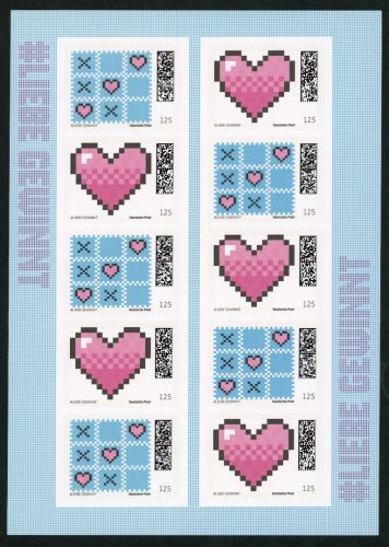 Dt.Post Limitierte Sonderedition Liebe Gewinnt TIC TAC TOE blue 10er Bogen 1,25