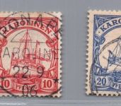 Dt. Kolonien Karolinen Michel-Nr. 7 - 11 gestempelt