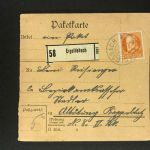 Bayern Einzelfrankatur Paketkarte Mi.Nr. 99 Ergoldsbach n Altötting 1916
