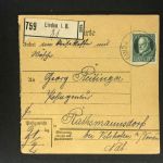 Bayern Einzelfrankatur Paketkarte Mi.Nr. 102 Lindau n. Rathmannsdorf 1916