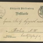 Württemberg Ganzsache - Urach nach Berlin - 1896