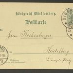 Württemberg Ganzsache - Biberach nach Heidelberg 1898