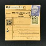 Bund Heuss Mi.Nr. 195 Mischfrankatur Paketkarte Mödlitz über Lichtenfels