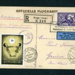 Schweiz Flugpost Karte Brugg nach Genf 1927 Michel Nr. 182