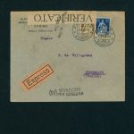 Schweiz Express Mischfrankatur n. Bisceglie Italien Zensurbrief 17.7.1918