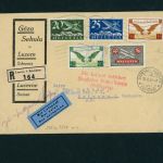 Schweiz Luftpost Mischfrankatur Zürich - Meissen Flughafen Halle 1931