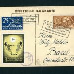 Schweiz Flugpost Karte Pestalozzi nach Basel 1927 Michel Nr. 180+181