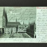 Mondscheinkarte Gruss aus Lübeck Marktplatz 1900