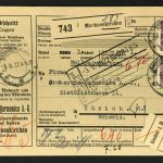 Dt. Reich Mi.Nr. 343 Mischfrankatur Paketkarte Markneukirchen - Zürich 1927