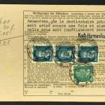 Dt. Reich Mi.Nr. 343 Mischfrankatur Paketkarte Markneukirchen - Zürich 1927