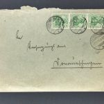 Dt. Reich MeFr Germania 3er Streifen Schonach 2.11.1920