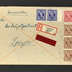 All. Besetzung BiZone AM-Post MiFr. Einschreiben Eilbote Landshut n. Speyer 1949