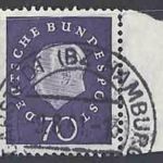 Bund Heuss Mi.Nr. 306 Einzelmarke mit Bogenrand gestempelt