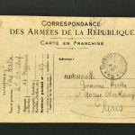 Frankreich Feldpost TRESOR POSTES 19 - 1916 nach Paris