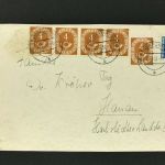 Bund Posthorn Mi.Nr. 124 Mehrfachfrankatur - waag. 4er Streifen Frankfurt 1952
